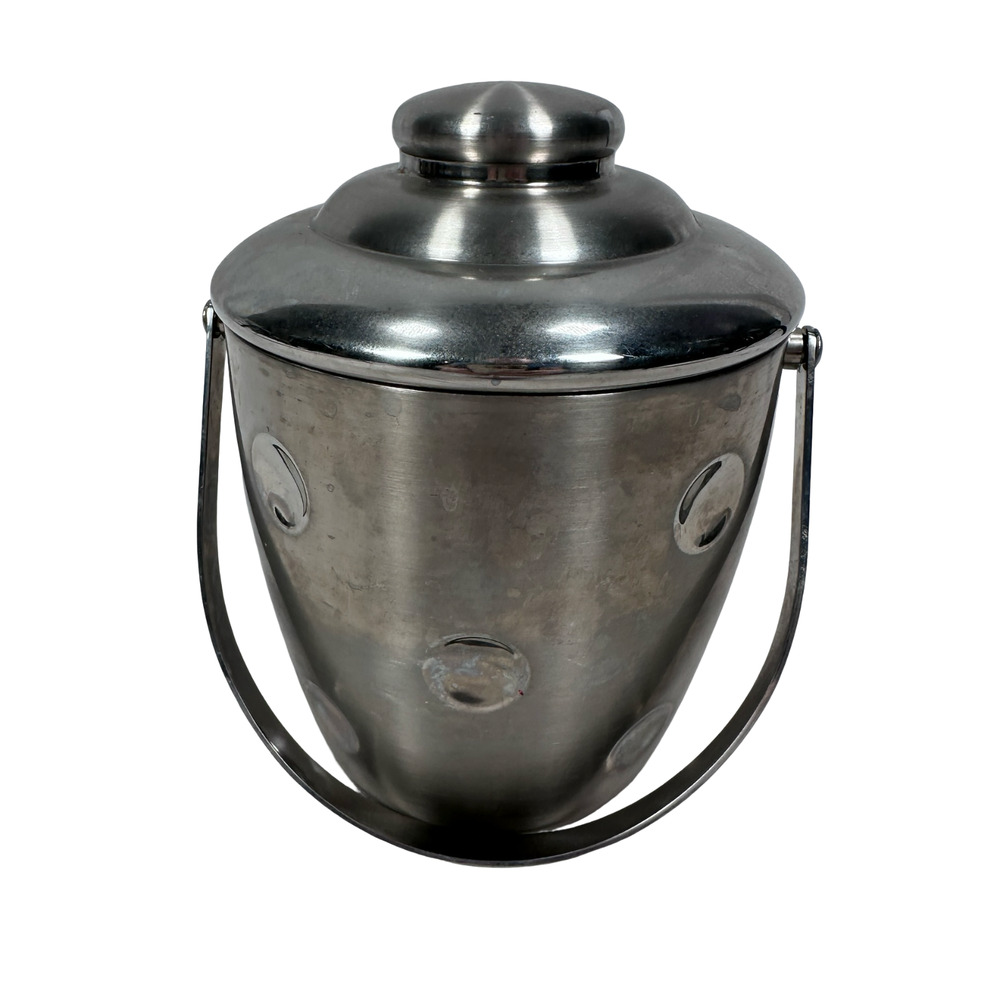 Marquis‎ By Waterford Ice Bucket Stainless Steel Embossed Dots with Lid & Handle